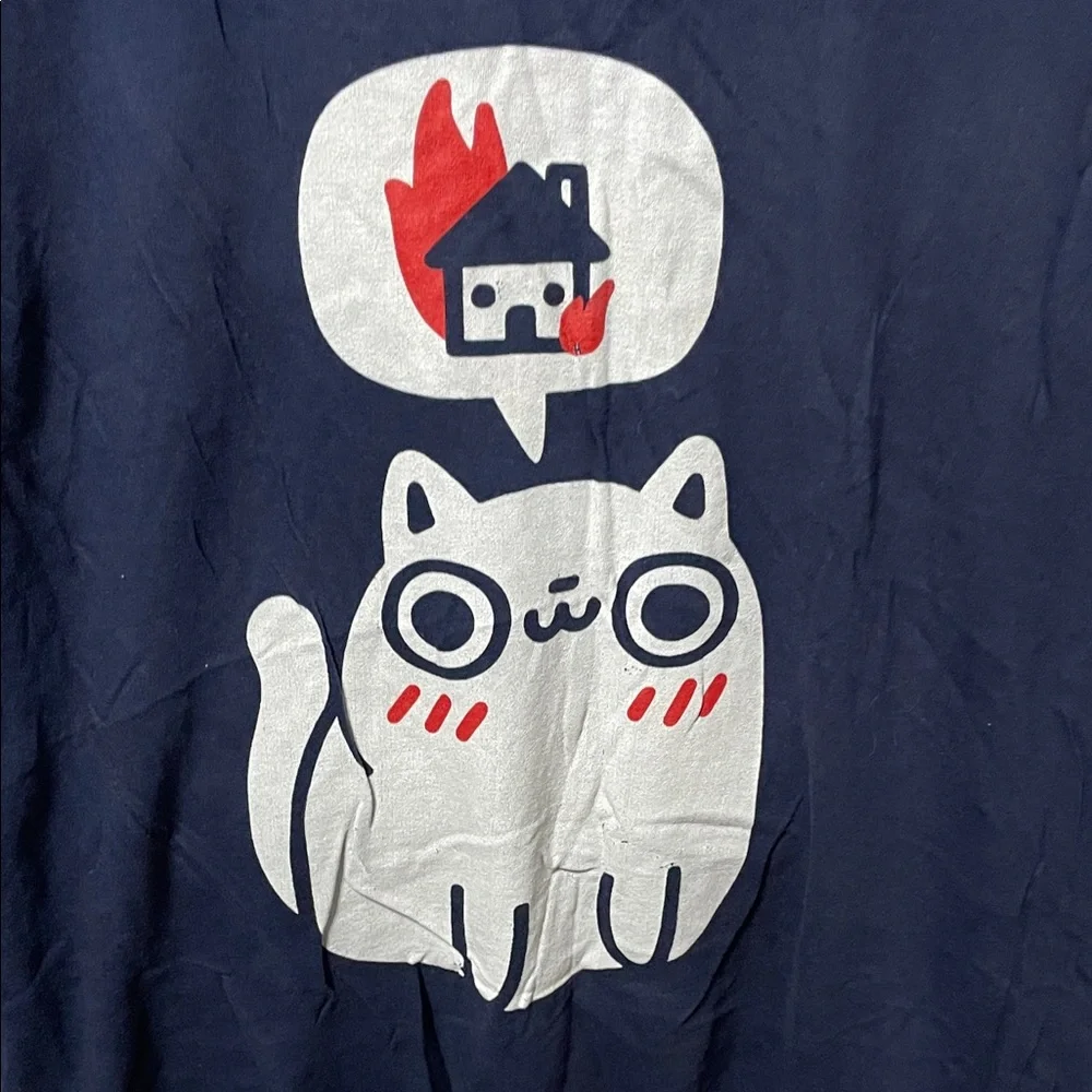 Gildan Navy Blue Cat Speech Bubble T-Shirt Men’s Size L